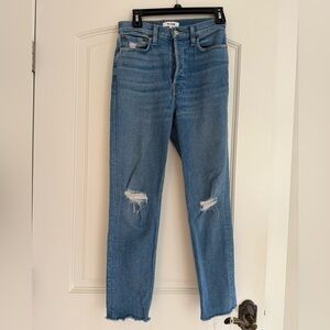 Re-Done Distressed Blue Denim Jeans Size 26